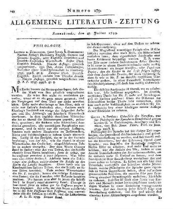 Bailey, N.: Dictionary English-German and German-English. 9. Aufl. T. 1-2. Oder Englisch-Deutsches und Deutsch-Englisches Wörterbuch. Umgearb. v. J. A. Fahrenkrüger. Züllichau, Leipzig: Frommann 1796-97