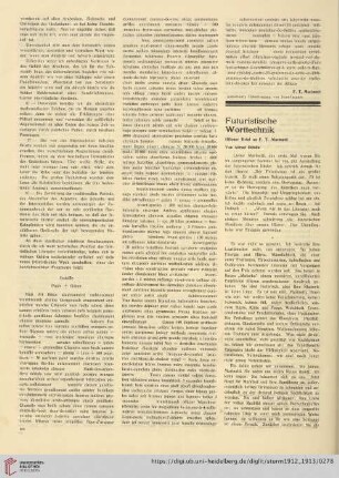 Futuristische Worttechnik : offener Brief an F. T. Marinetti