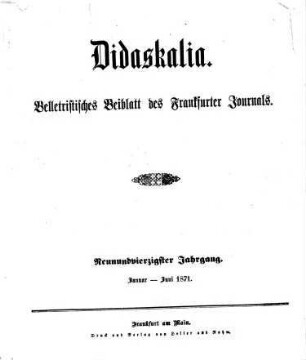 Didaskalia. 1871,1/6 = Jg. 49
