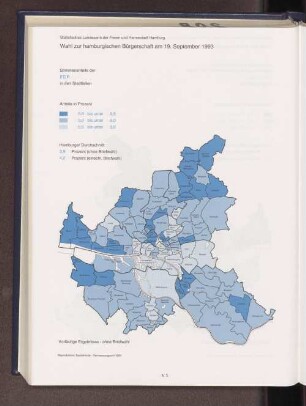 Stimmenanteile der F.D.P. in den Stadtteilen 1993