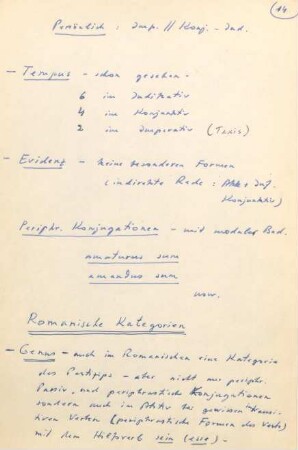 14-30, Romanische Kategorien