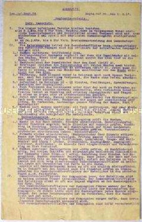 Zusammenfassung von Befehlen für ein Infanterie-Regiment an der Westfront
