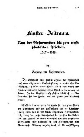 Fünfter Zeitraum. Von der Reformation bis zum westphälischen Frieden. 1517 - 1648