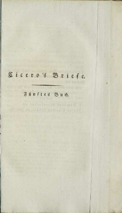 Cicero's Briefe. Fuenftes Buch.
