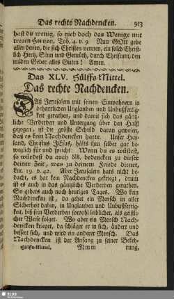 Das XLV. Hülffs-Mittel. Das rechte Nachdencken