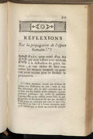 Rèflexions Sur la propagation de l`espece humaine.