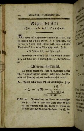 Regel de Tri ohne und mit Brüchen.