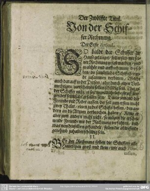 Der Zwölffte Titul. Von der Schiffer Rechnung