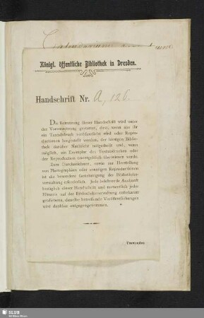 Titel Calendarium perpetuum von einer Hand des 18. Jh.s