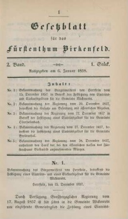 6. Januar-24. November 1858 = 1.-33. Stück