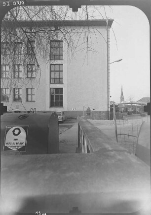 Meißen, Herbert-Böhme-Straße 11. Ingenieurschule "Rudolf Diesel" (Fachhochschule der Sächsischen Verwaltung; 1923), Hauptgebäude. Teilansicht
