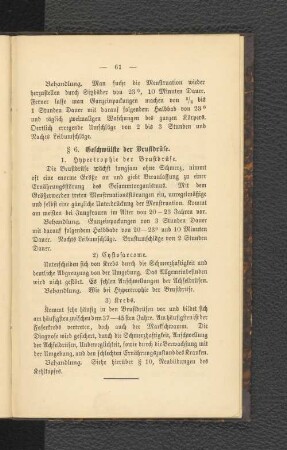 § 6. Geschwülste der Brustdrüse.
