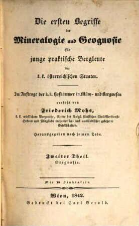 Die ersten Begriffe der Mineralogie und Geognosie für junge praktische Bergleute der k.k. österreichischen Staaten, 2. Geographie