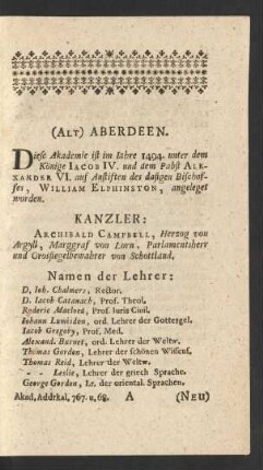 (Alt) Aberdeen - Würzburg