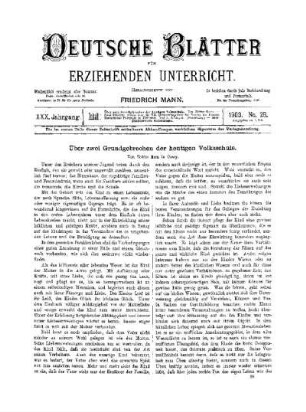 Über zwei Grundgebrechen der heutigen Volksschule