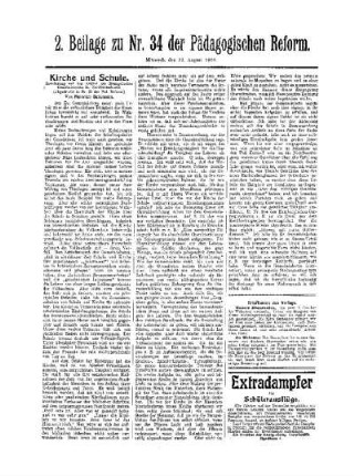 Kirche und Schule : 2. Beilage zu Nr. 34 der Pädagogischen Reform