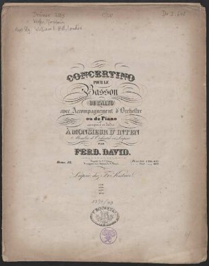 Concertino pour le basson (ou l'alto) avec accompagnement d'orchestre ou de piano : Oeuv. 12