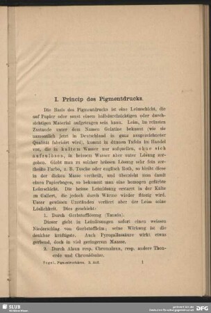 I. Princip des Pigmentdrucks