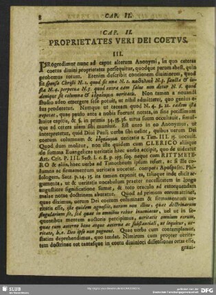 Cap. II. Proprietates Veri Dei Coetus