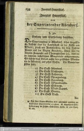 Zweytes Hauptstück, von der Superintendur Allendorf