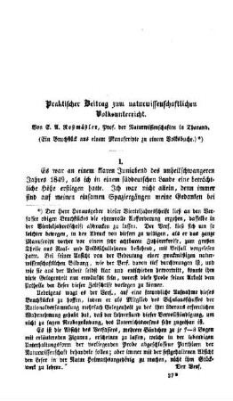 Praktischer Beitrag zum naturwissenschaftlichen Volksunterricht