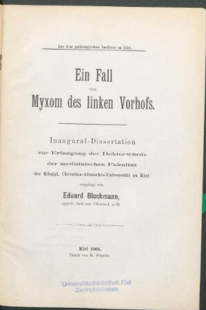 Ein Fall von Myxom des linken Vorhofs