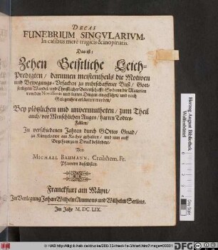 Funebrium Singularium Decas ..., In casibus particularibus ratione aetatis & conditionis