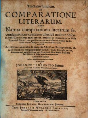 Tractatus iuridicus de comparatione literarum