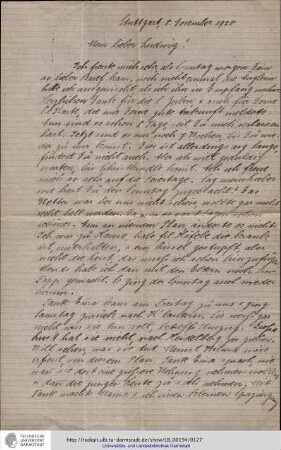 Brief vom 08.11.1920