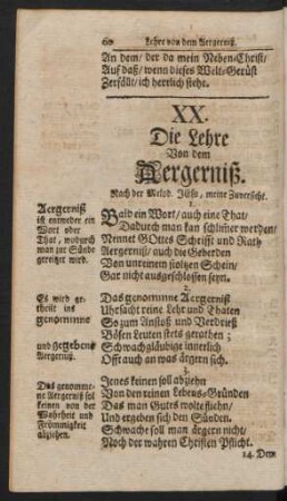 XX. Die Lehre Von dem Aergerniß