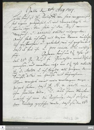 Brief von August Hermann Francke an Heinrich Julius Elers.