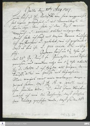 Brief von August Hermann Francke an Heinrich Julius Elers.
