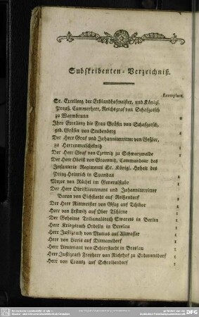 Subskribenten-Verzeichniß