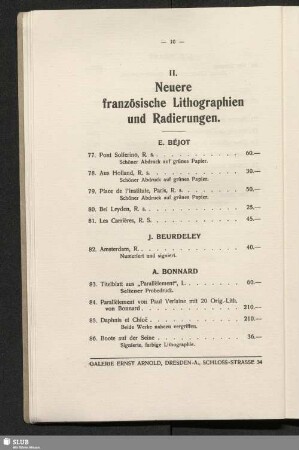 Neuere französische Lithographien und Radierungen