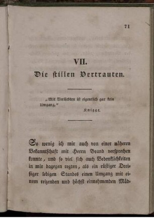 VII. Die stillen Vertrauten