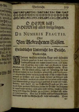 De Numeris Fractis Oder Von Gebrochenen Zahlen.