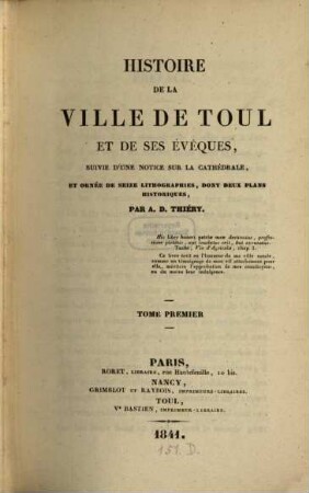Histoire de la ville de Toul et de ses Eveques, 1