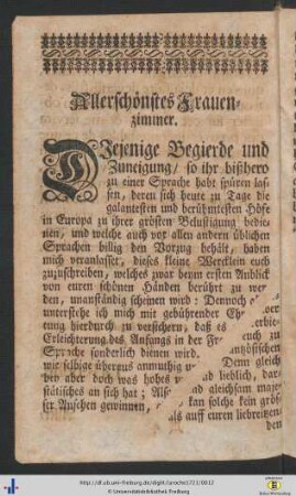 Allerschönstes Frauenzimmer.