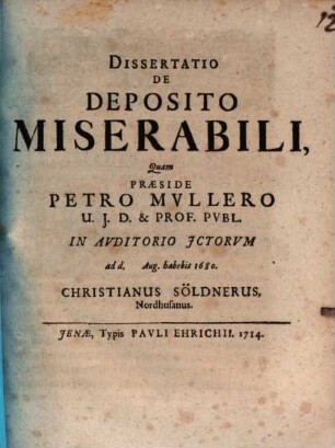 Diss. ... de deposito miserabili