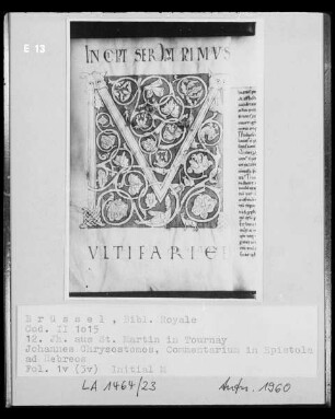 Codex II 1015, Johannes Chrysostomos, Commentarium in Epistola ad Hebreos, fol. 1v: Initiale M