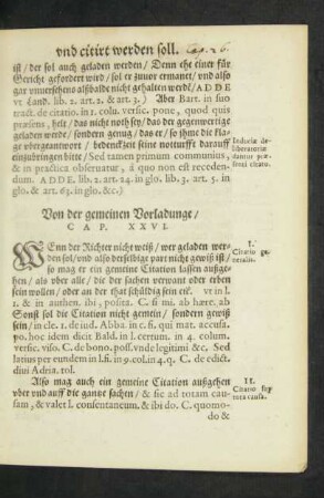 Von der gemeinen Vorladunge/ Cap. XXVI.