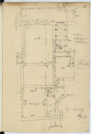 Rathaus, Amberg: Grundriss (aus: Skizzen- und Fotoalbum 15)