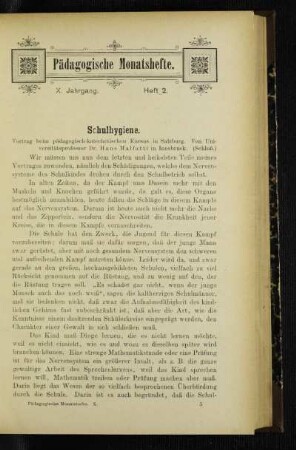 Schulhygiene : Vortrag beim pädagogisch-katechetischen Kursus in Salzburg ; (Schluß)