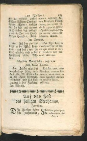 Auf das Fest des heiligen Stephanus