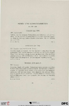 Möbel und Schnitzarbeiten, Wandteppiche und Knüpfteppiche (Nr. 550-605)