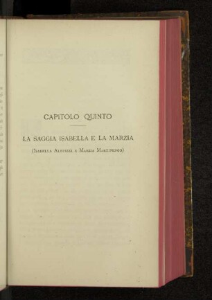 Capitolo quinto - La Saggia Isabella e La Marzia (Isabella Albrizzi e Marzia Martinengo)