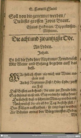 Die acht und zwantzigste Ode. An Lyden
