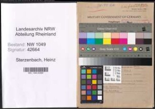 Entnazifizierung Heinz Sterzenbach , geb. 19.11.1897 (Lehrer)