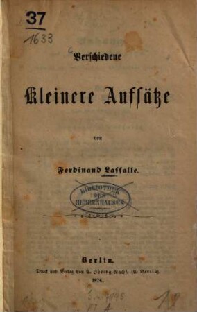 Verschiedene kleinere Aufsätze
