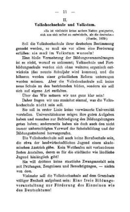 II. Volkshochschule und Volkstum.